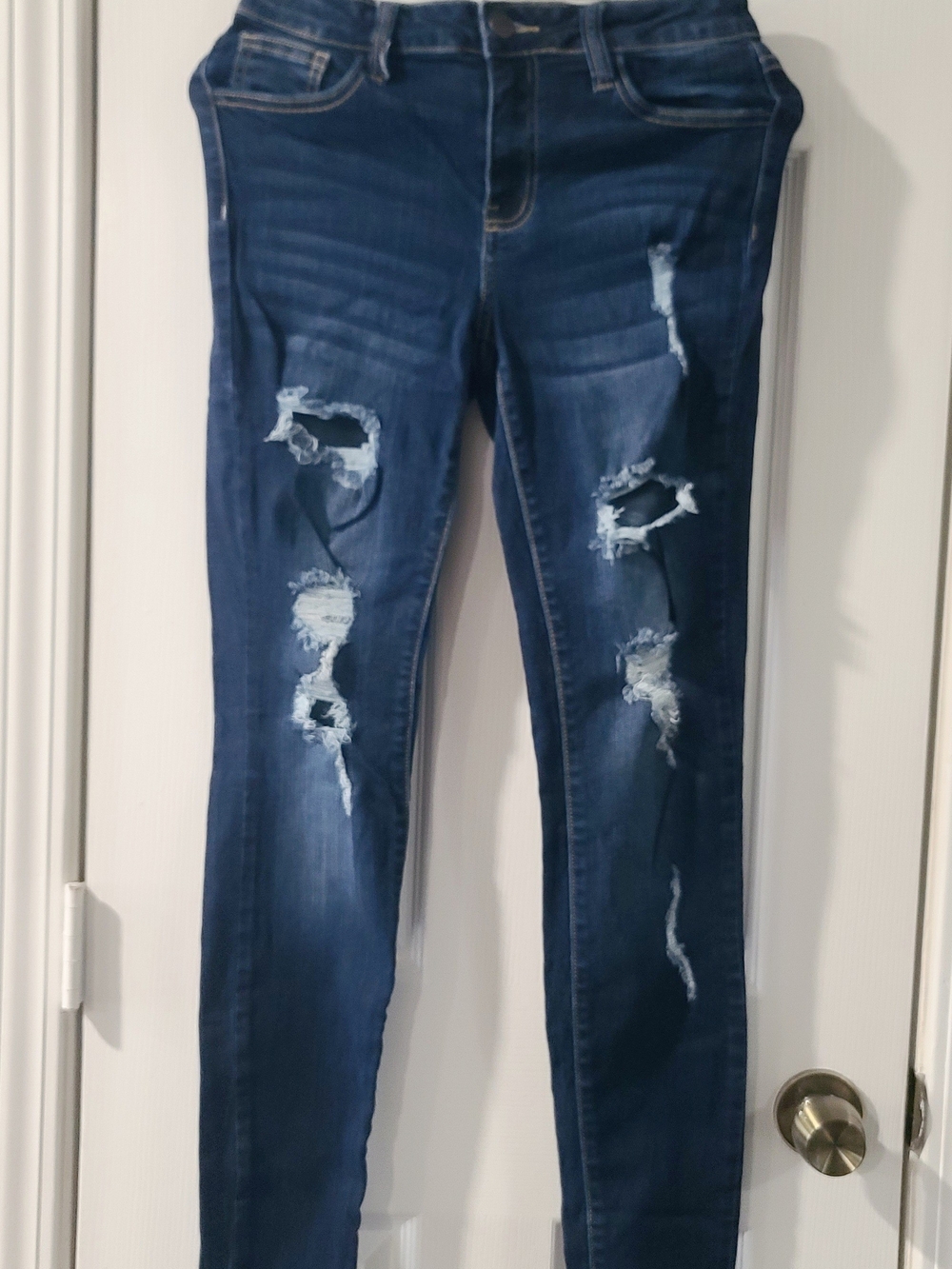 Cello Dark Blue Distressed Skinny Jeans Size 7M